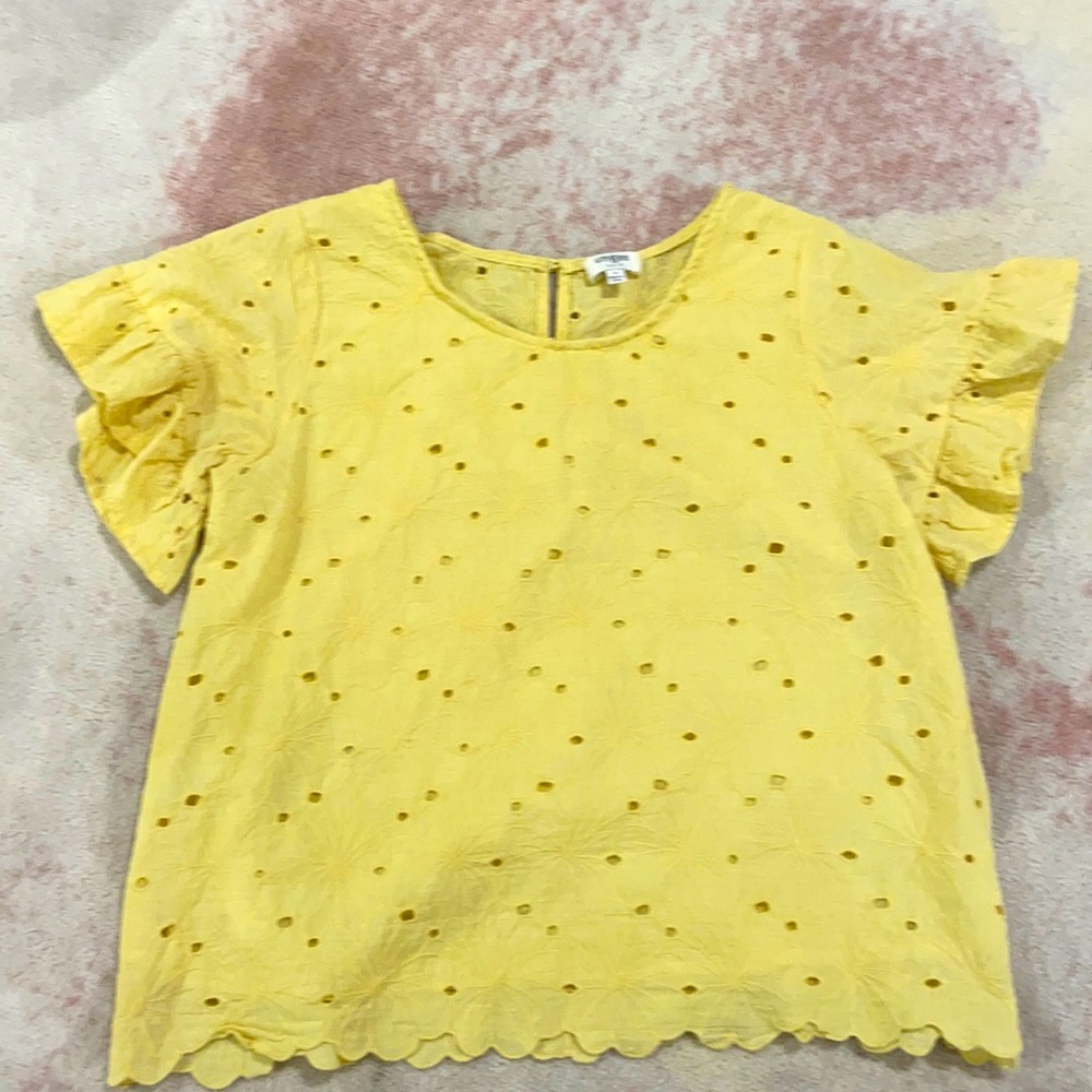 Yellow eyelet ruffle top